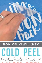 Knowing whether you need to cold peel or warm peel your iron-on vinyl (HTV) is important for getting the best results! Here's a quick primer on cold peel vs. warm peel.