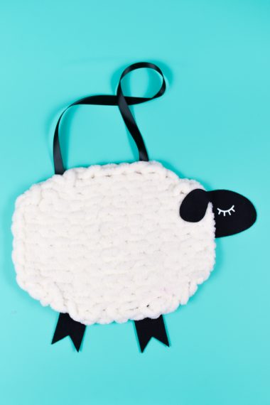 A yarn and felt sheep