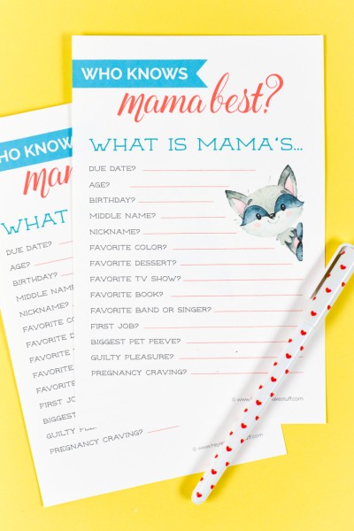 Test friends and family's knowledge of YOU with this free printable baby shower game and see who knows mommy best!