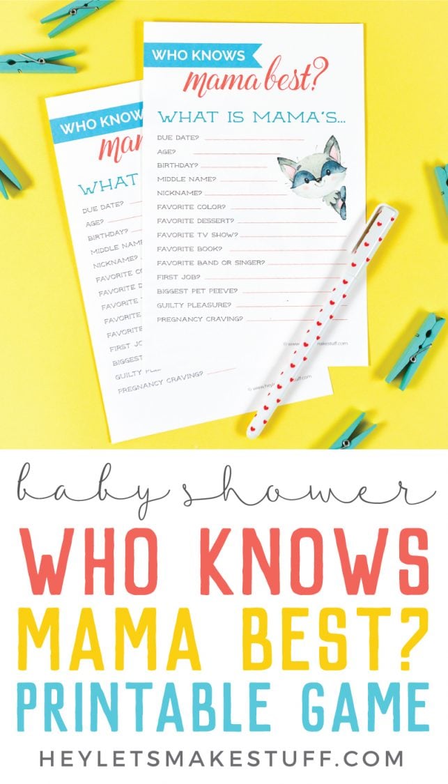 Test friends and family's knowledge of YOU with this free printable baby shower game and see who knows mommy best!