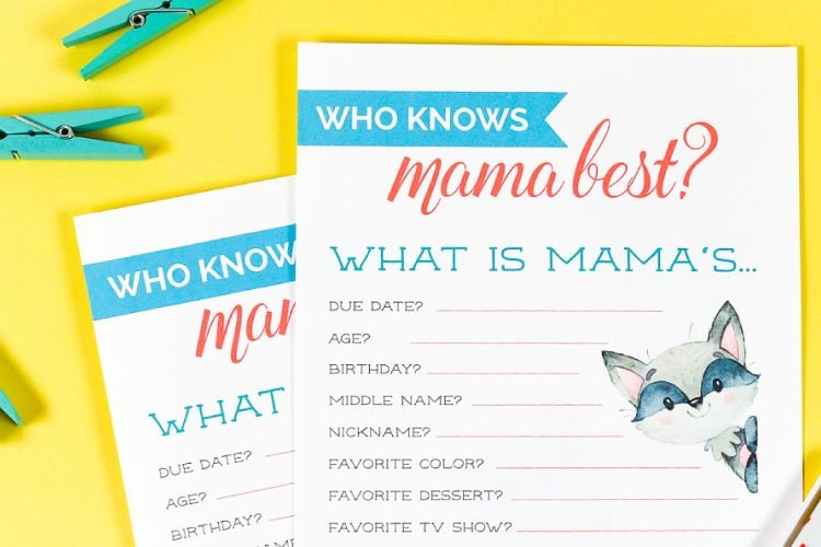 Test friends and family's knowledge of YOU with this free printable baby shower game and see who knows mommy best!