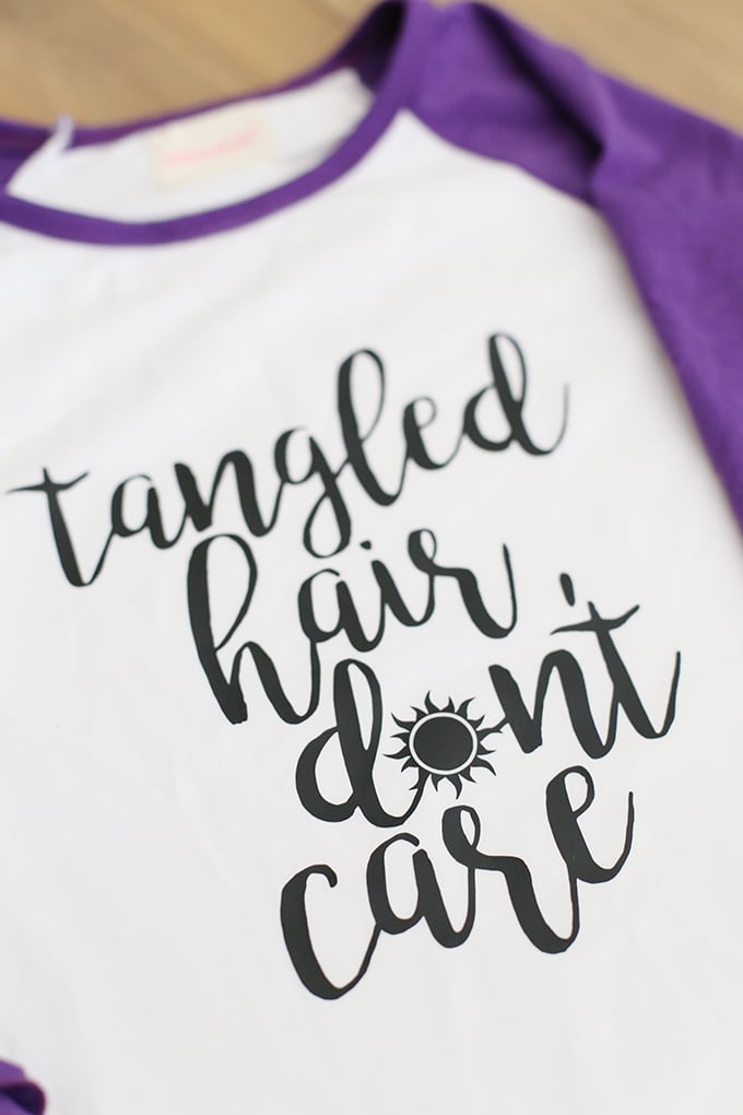 DIY 'Tangled Hair Don't Care' Shirt from seevanessacraft.com