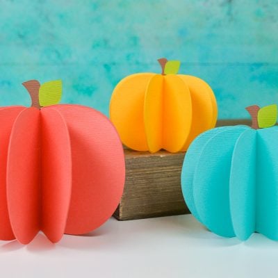 Image of three 3D paper pumpkins