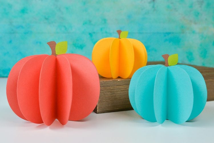 Image of three 3D paper pumpkins