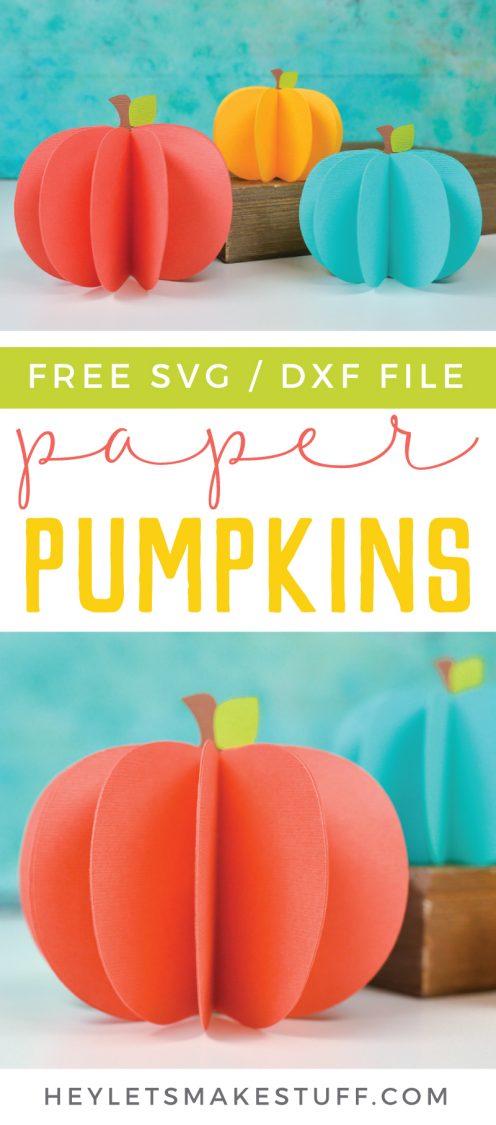 Everyone loves pumpkin decor! These 3D paper pumpkins are perfect for both Halloween and fall decorating! Make them using your Cricut and this free pumpkin SVG file!