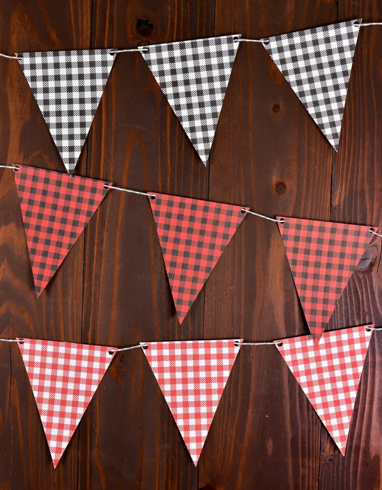 Image of buffalo plaid pennants in red, black and white