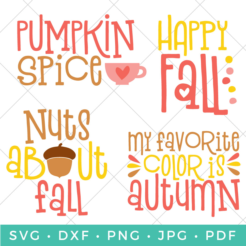 This fall SVG bundle is perfect for making all sorts of adorable autumnal projects! Put them on t-shirts, totes, mugs, and more!