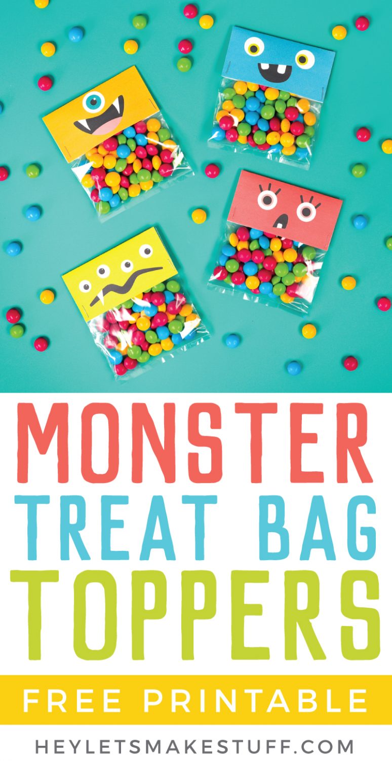 Printable Halloween Treat Bags: Cute Monsters - Hey, Let's Make Stuff