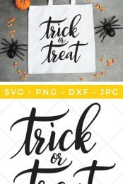 Show your Halloween spirit with a t-shirt, candy bag, party decor and whatever else you can think of with this free Trick or Treat SVG!
