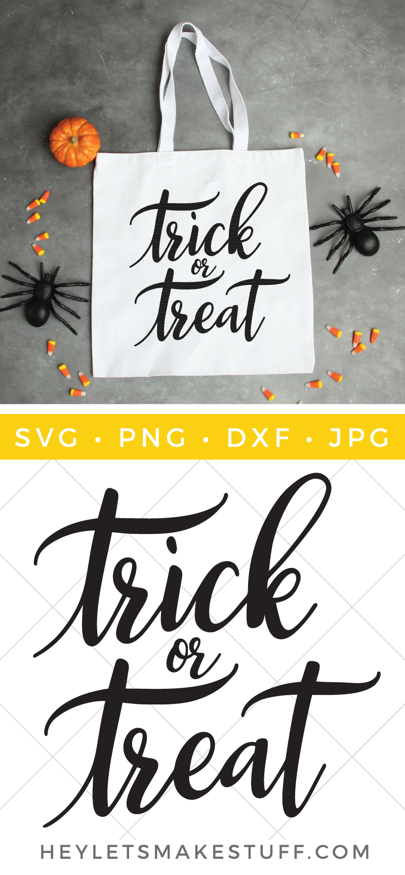 Show your Halloween spirit with a t-shirt, candy bag, party decor and whatever else you can think of with this free Trick or Treat SVG!