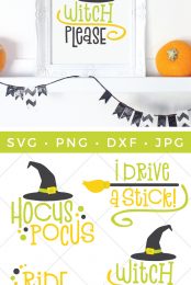 It wouldn't be Halloween without a witch flying around on her broomstick! This Witch SVG bundle is full of fun and funny witch quotes, perfect for Halloween.