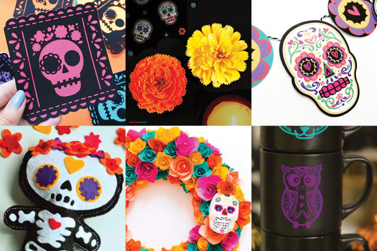 Close up of project ideas for Dia de los Muertos, or Day of the Dead