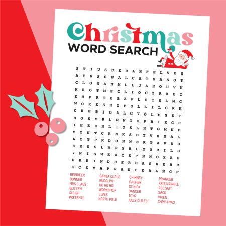 Free Printable Christmas Word Search - Hey, Let's Make Stuff