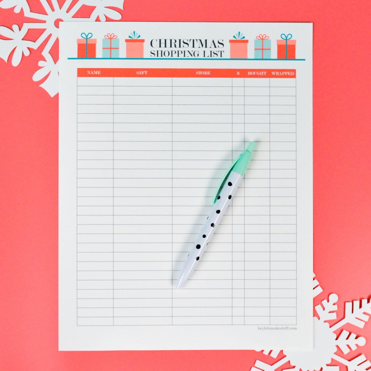 Printable Christmas Shopping List