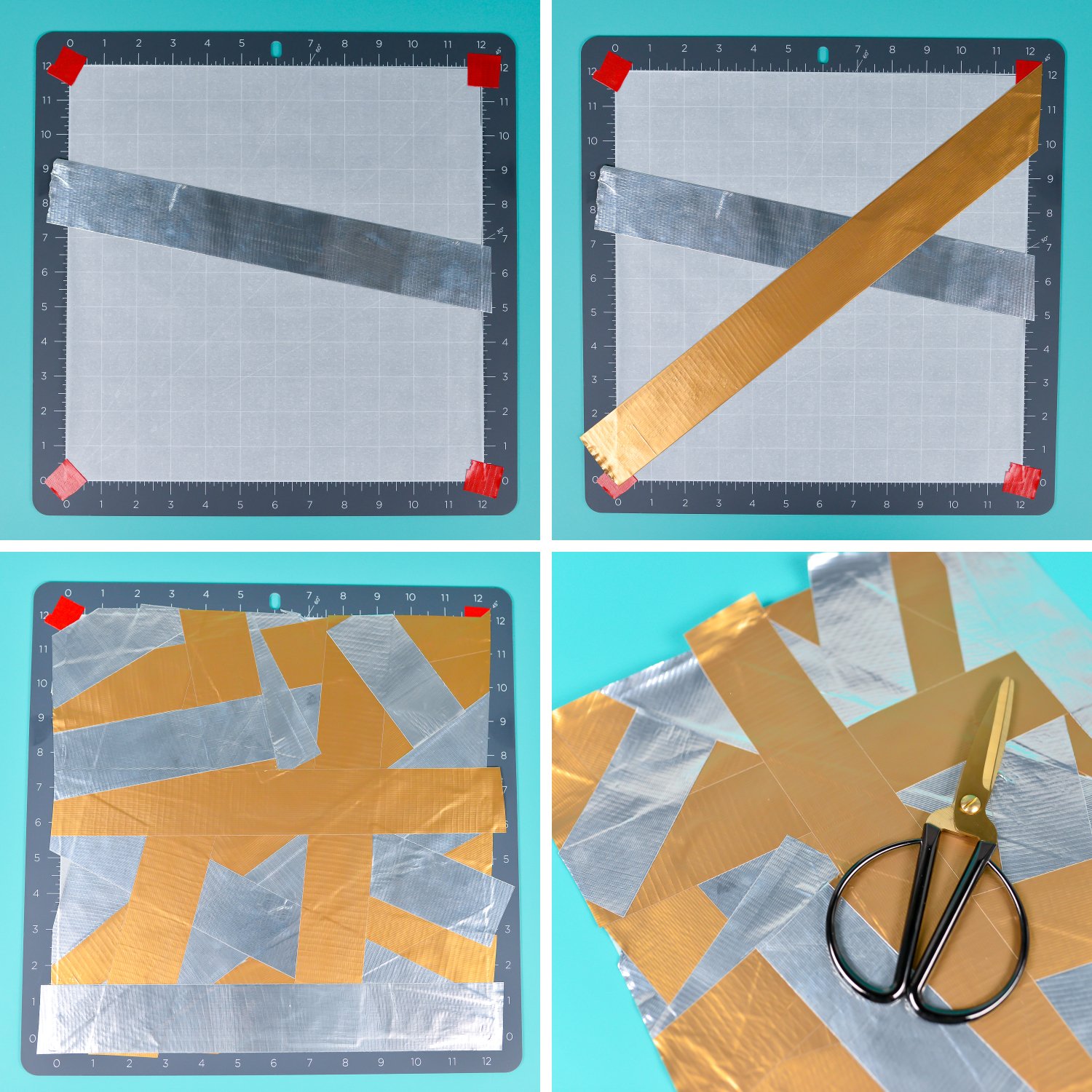 Collage of how to layer Duck Tape