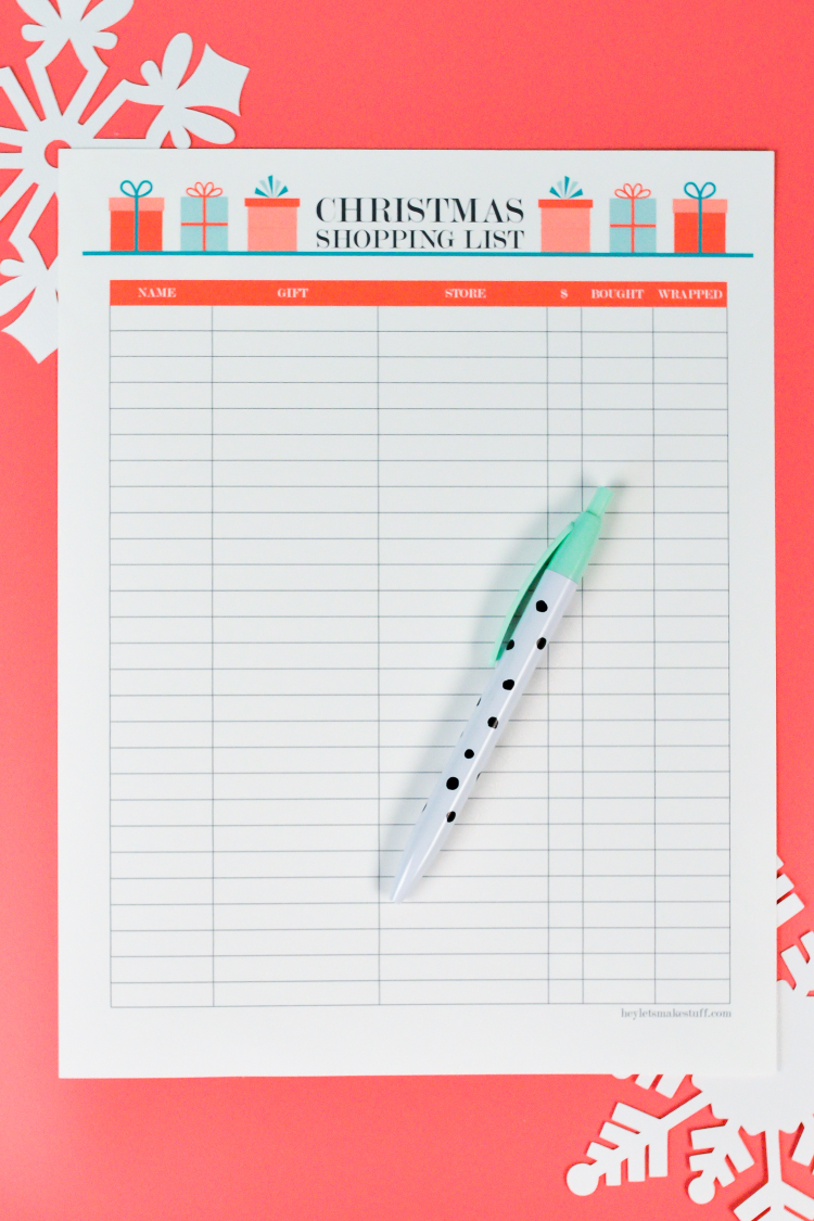 printable christmas shopping list thank you note tracker