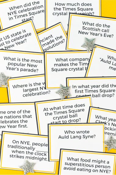 Printable New Year's Eve Trivia cards