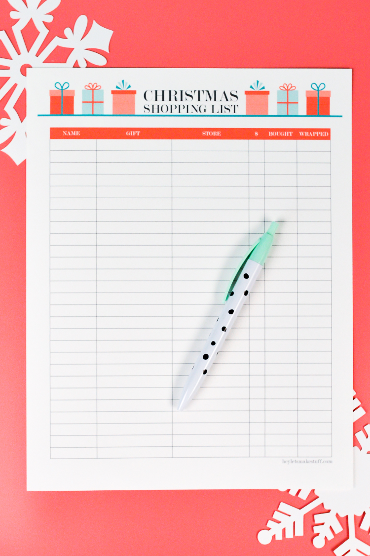 Printable Christmas Shopping List Thank You Note Tracker