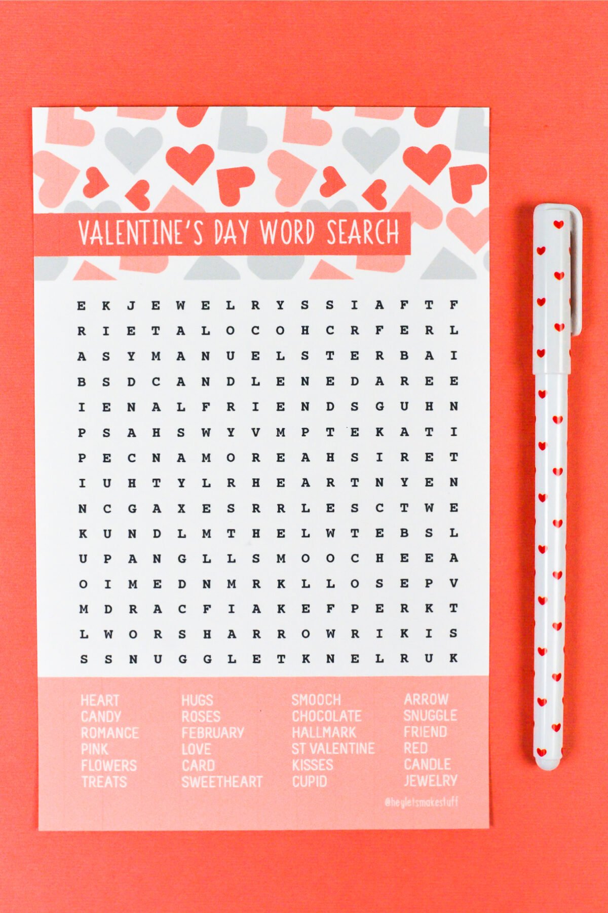 Printable Valentine s Day Word Search Hey Let s Make Stuff