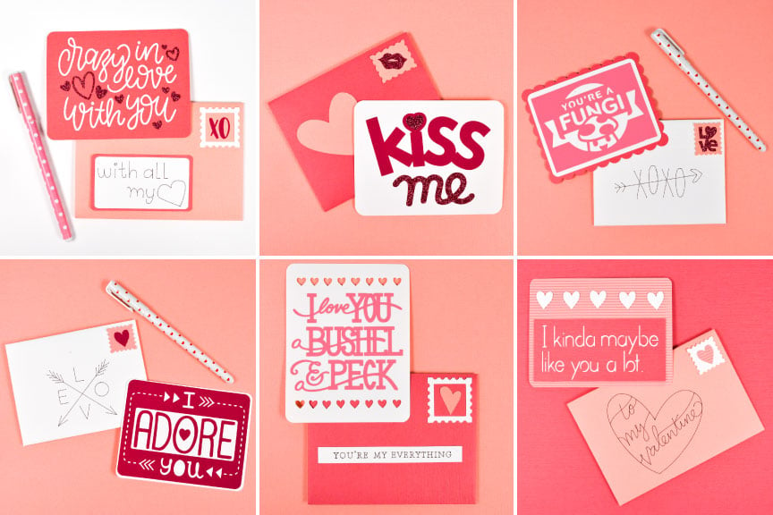 Close up images of Valentine\'s Day cards and envelopes