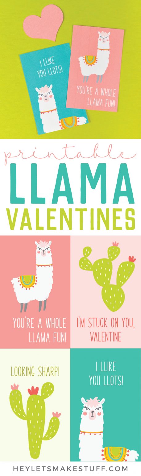 Free Printable Llama Valentines - Hey, Let's Make Stuff