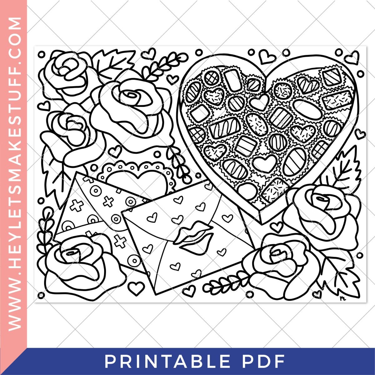 Valentine's Day coloring page security template