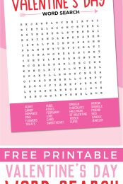 Valentine's Day word search pin image