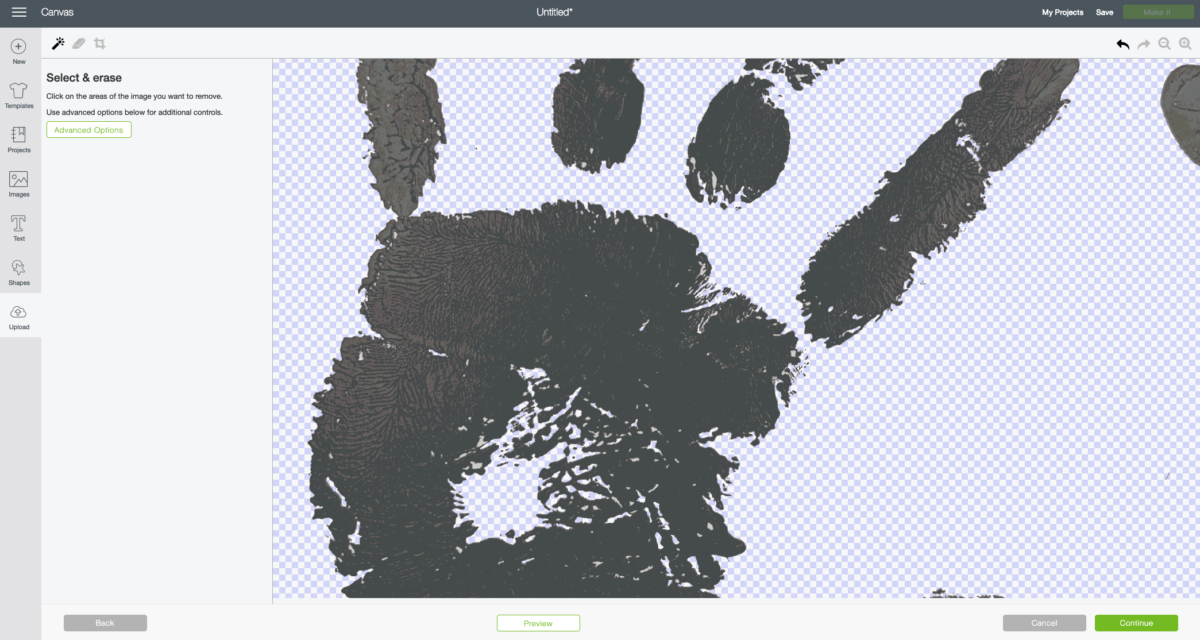 Handprint Craft with the Cricut—Clean up your image