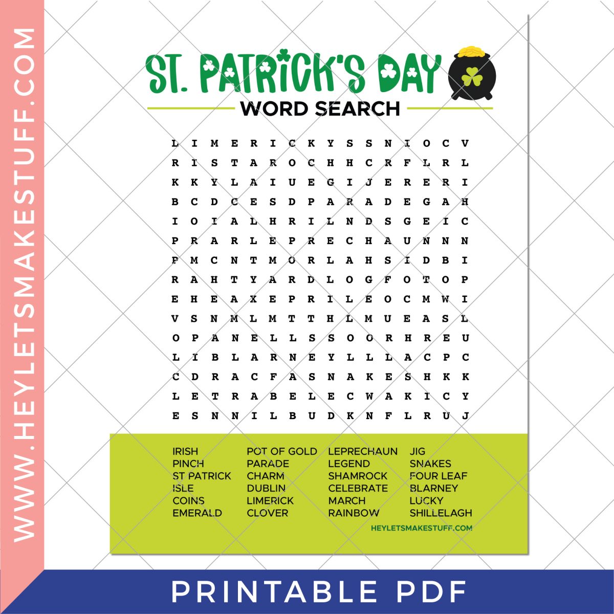 Security image of St. Patrick's Day word search.