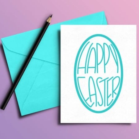 Happy Easter on a white card