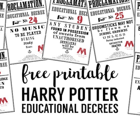 Harry Potter decree printables