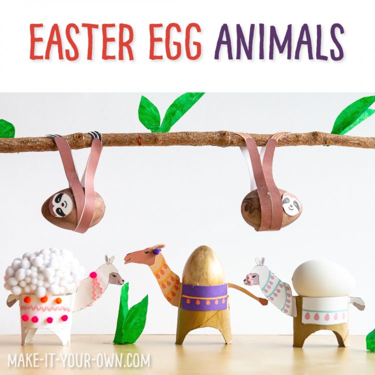 Sloths and other animals made from Easter Eggs