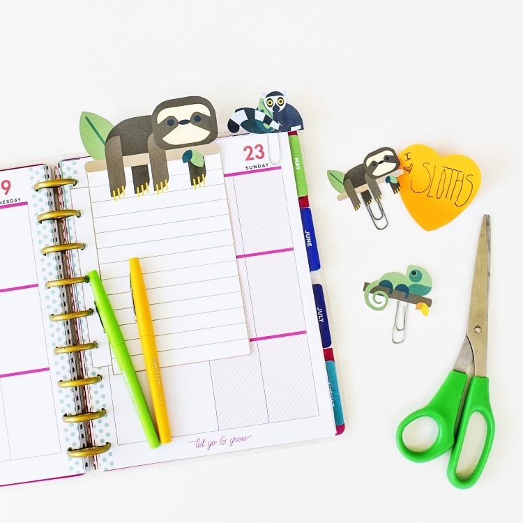  Free Printable Sloth Planner Insert Clips