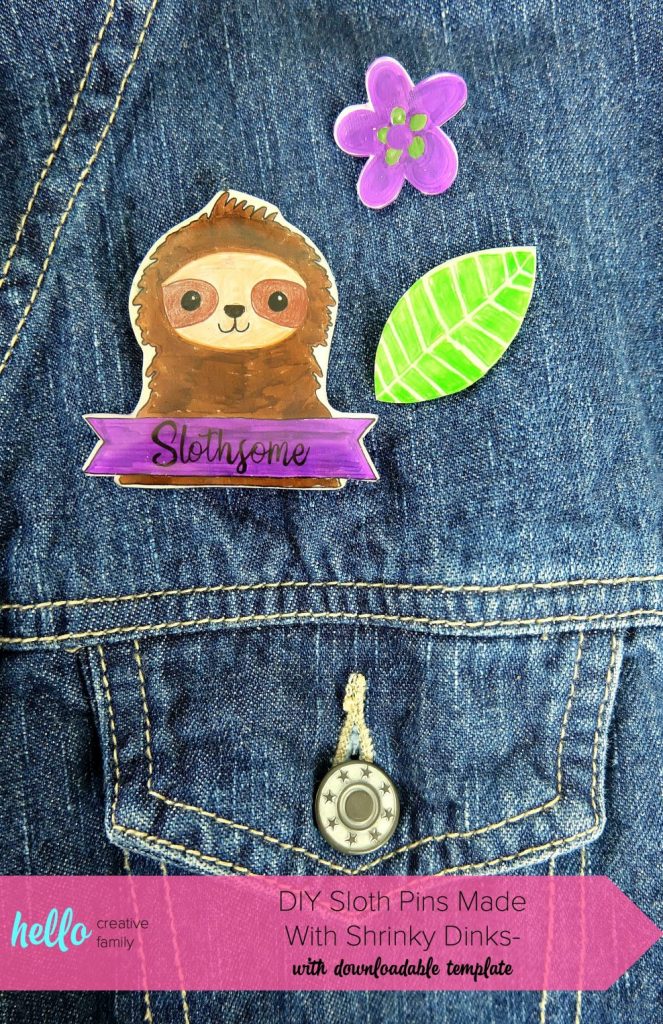 Sloth craft ideas by hellocreativefamily advertising DIY Sloth Pins Made with Shrinky Dinks with downloadable template