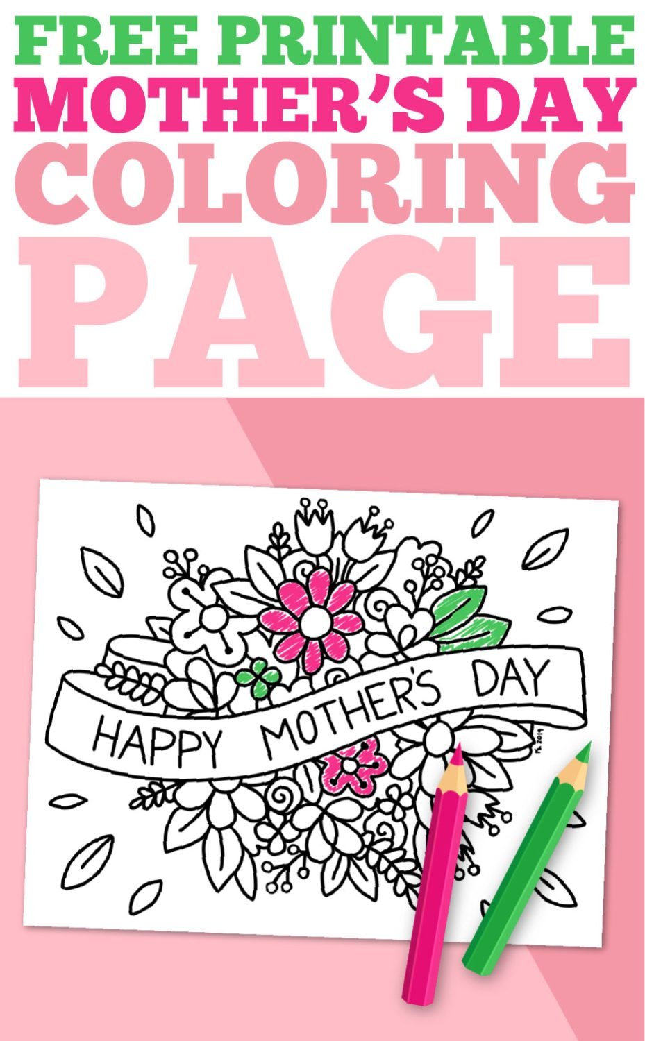 Mother's Day coloring page pin image