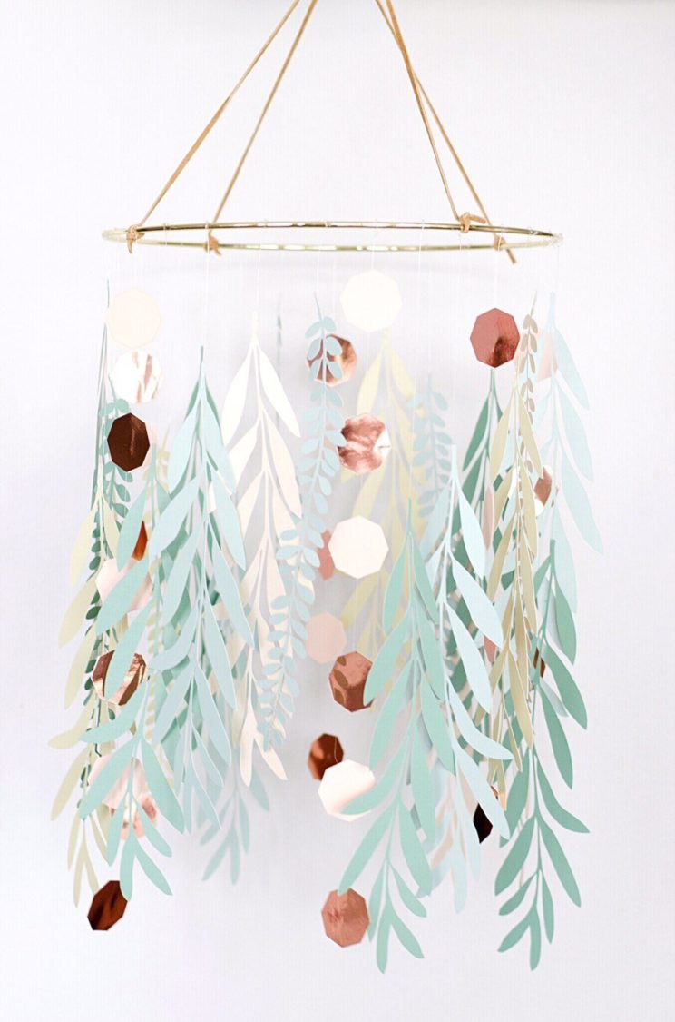 An image of a paper leaves chandelier