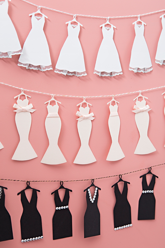 Oh my! How perfect is this Mini-Wedding Dress Bunting from somethingturquoise.com!! Quickly and easily cut out as much as you need with your Cricut.