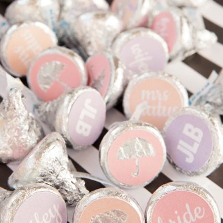 Hershey Kisses with messages on the bottom.