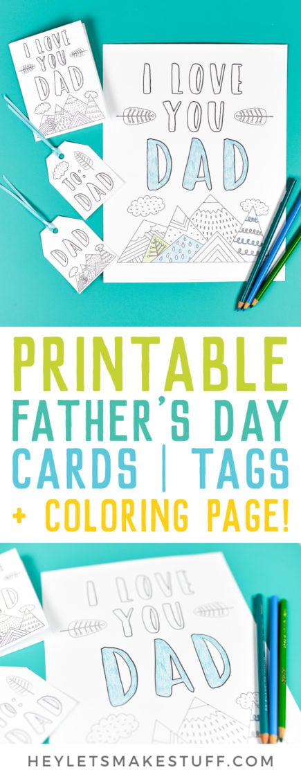 Printable Father's Day Card & Gift Tags + Bonus Coloring Page!