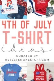 images of 4th of July decor on t-shirts and tank tops advertising 4th of July T-Shirt ideas curated by HEYLETSMAKESTUFF.COM