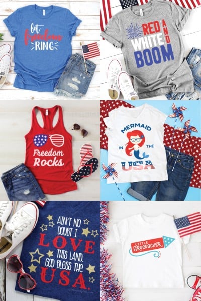 Sport that red, white and blue this Independence Day with these fun, clever and patriotic 4th of July T-Shirt Ideas!