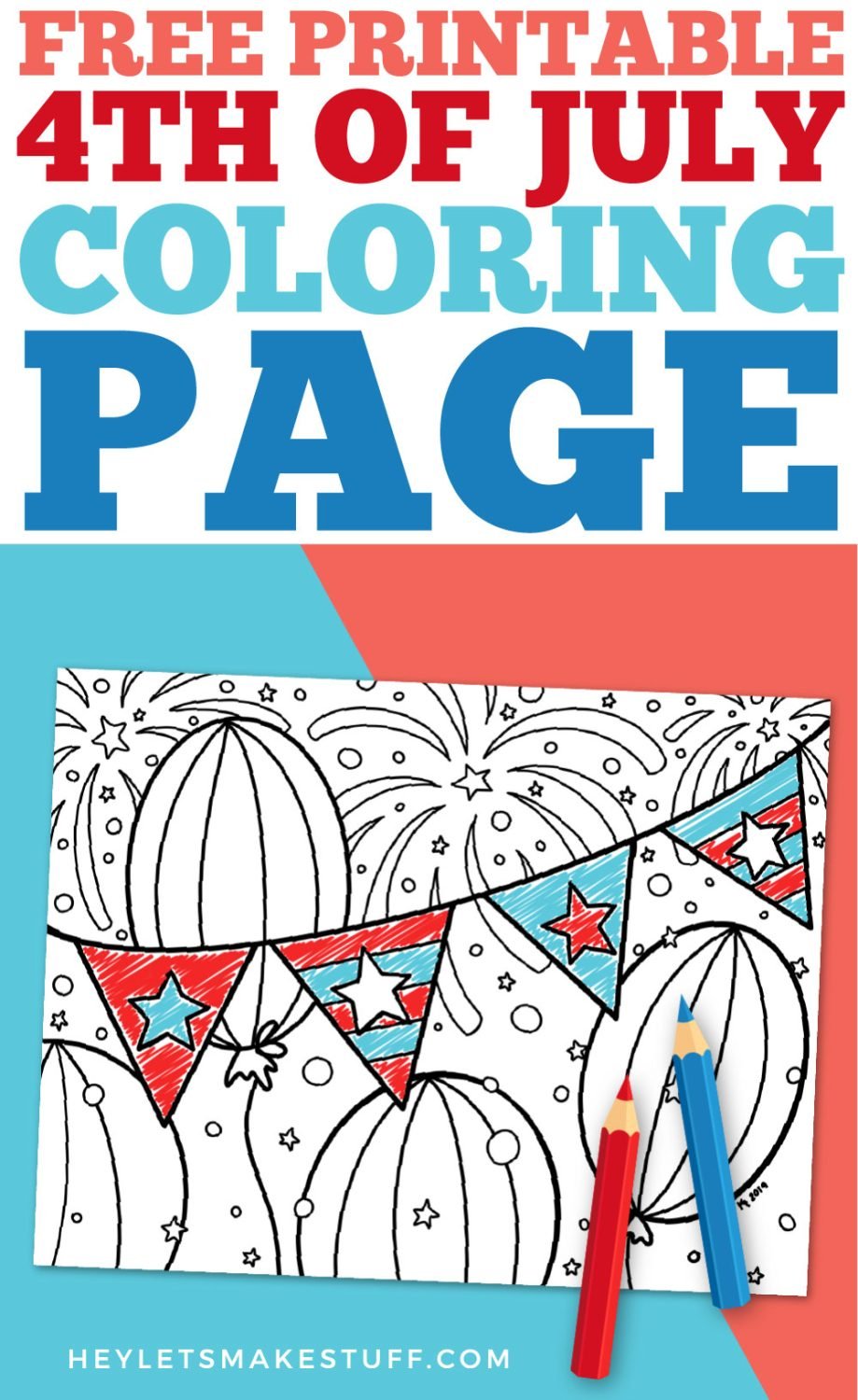 4th of July coloring page pin image