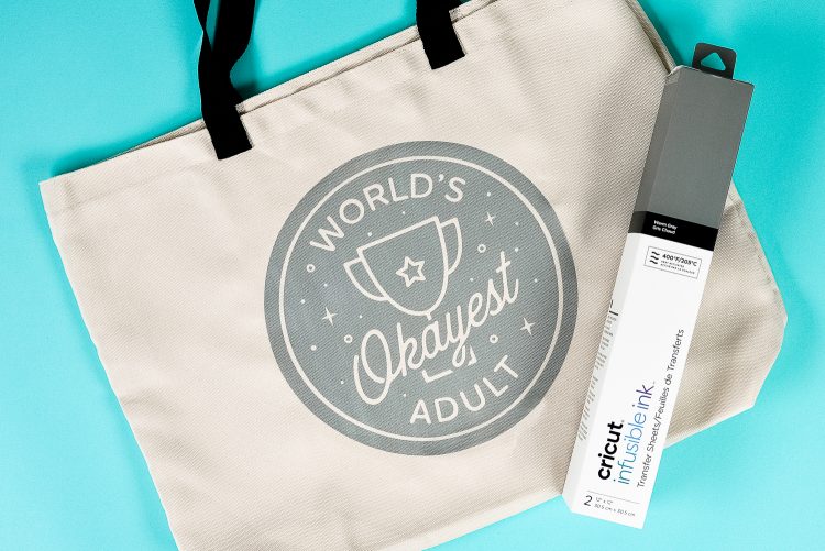 World's Okayest Adult on Infusible Ink tote bag