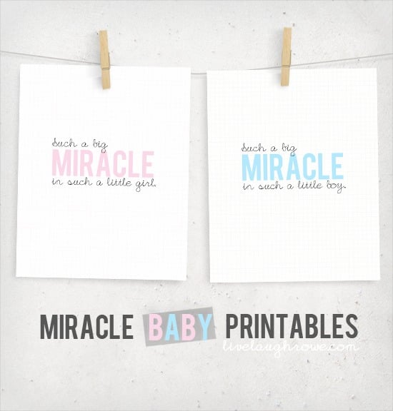 Are you celebrating a miracle baby? These miracle baby printables from livelaughrowe.com help honor this very special time.