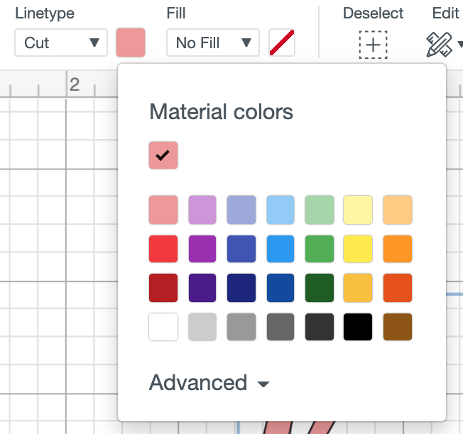 Change your material color using the dropdown.
