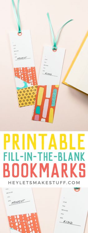 Free Fill-in-the-Blank Printable Bookmarks - Hey, Let's Make Stuff