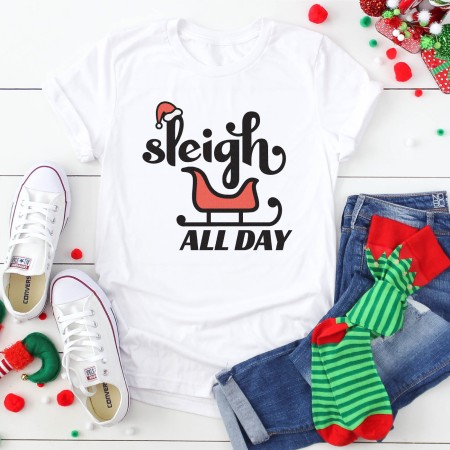 This Sleigh All Day SVG is perfect for any Christmas party you have on your holiday schedule! Create festive sweaters and tees and more!