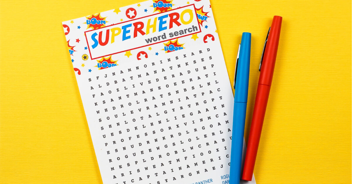 Superhero Word Search Puzzle – Mom vs the Boys