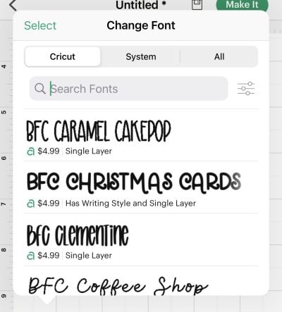 iOS DS: Cricut Fonts