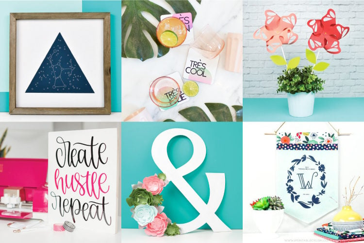 Close up of images of home decor ideas with the Cricut